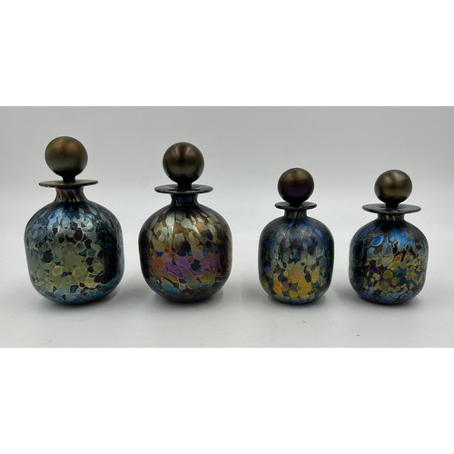 532 - Isle of Wight studio glass by Timothy Harris 4 x perfume bottles from the 'Bon Bon Allsort' Collecti... 