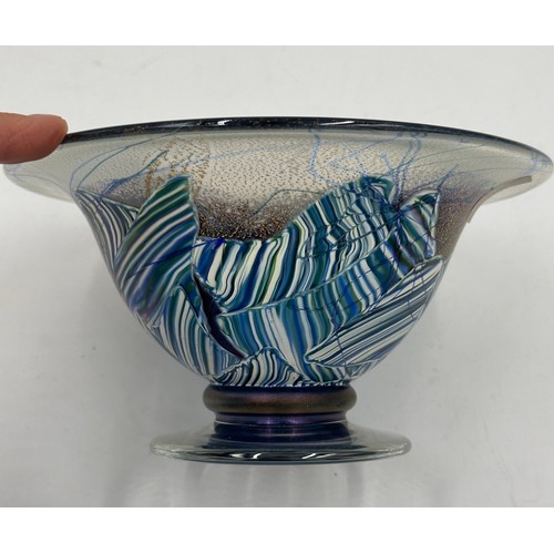 545 - Timothy Harris - Isle of Wight - Seascape Collection.
A pedestal dish 10cm and a round vase 10cm  Th... 