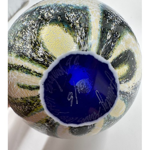 549 - Timothy Harris for Isle of Wight Glass. Two limited edition pieces reminiscent of Jazz : a round per... 