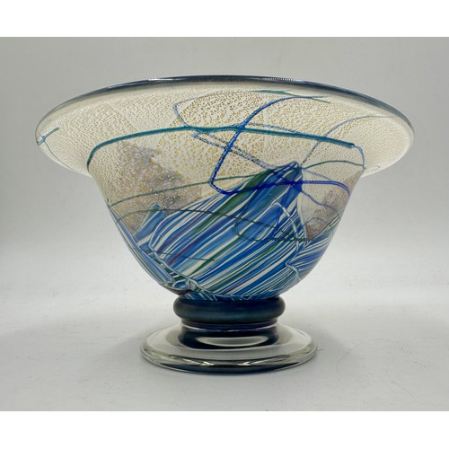 554 - Timothy Harris- Isle of Wight - Seascape Collection. An open bowl with stemmed base 11cm h x 19cm di... 