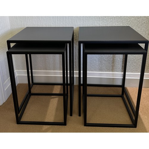 105 - A pair of Linton handcrafted, solid steel side tables that neatly nest together.