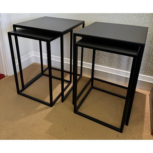 105 - A pair of Linton handcrafted, solid steel side tables that neatly nest together.