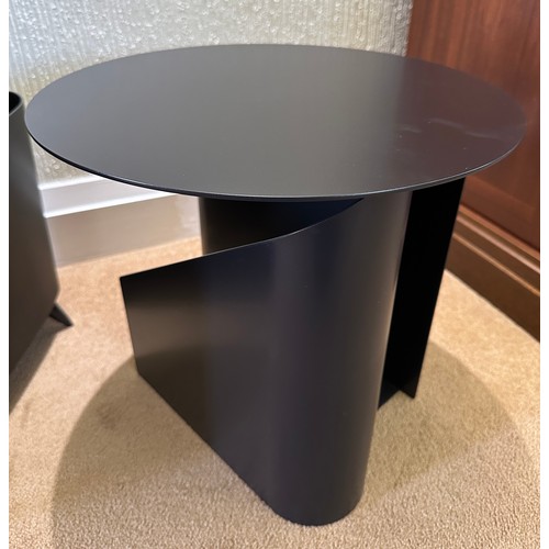 106 - Contemporary pieces to include metal magazine table with circular top together with a Koziol magazin... 