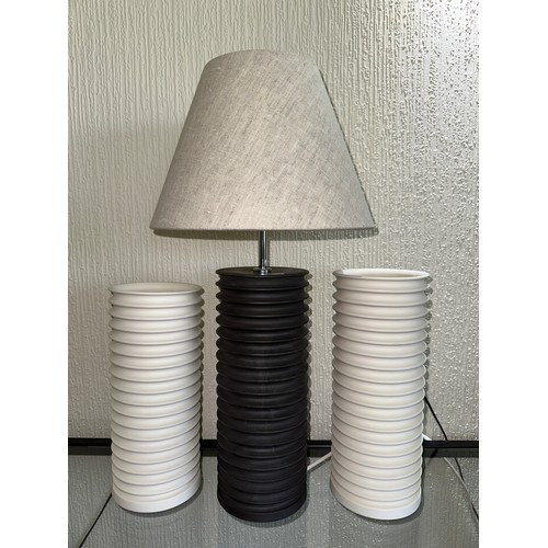 1025 - Three Insulator Laverick & Son lamps to include 'The Insulator Lamp Base with shade' 33cm h, 2 x whi... 