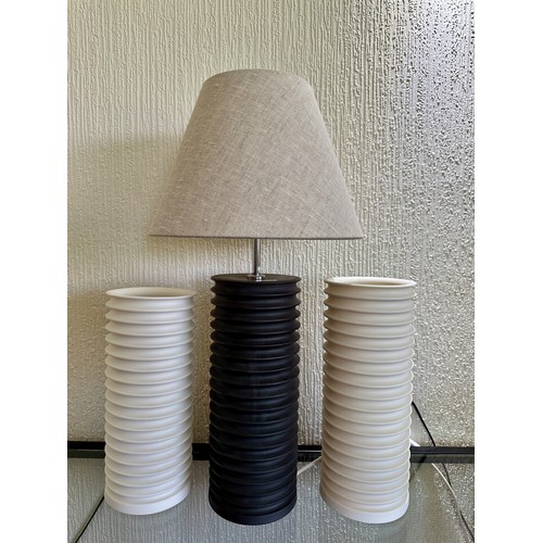 1025 - Three Insulator Laverick & Son lamps to include 'The Insulator Lamp Base with shade' 33cm h, 2 x whi... 