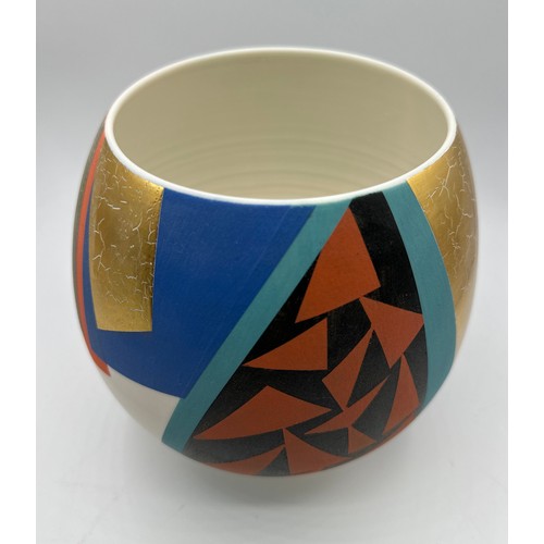 322 - Tony Laverick (born 1961); a large bowl glazed with multi textual qualities, painted TL mark dated 2... 