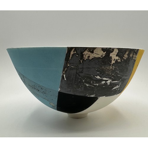 323 - Tony Laverick (born 1961); a bowl glazed with multi textual qualities, painted TL mark dated 2019, 1... 