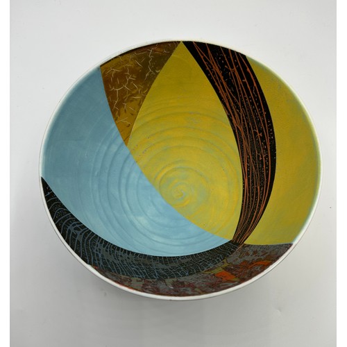 323 - Tony Laverick (born 1961); a bowl glazed with multi textual qualities, painted TL mark dated 2019, 1... 