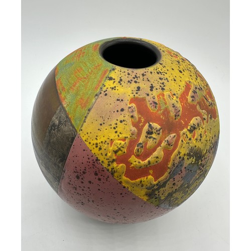 324 - Tony Laverick (born 1961); A vase glazed with multi textual qualities, painted TL mark dated 2016, 1... 