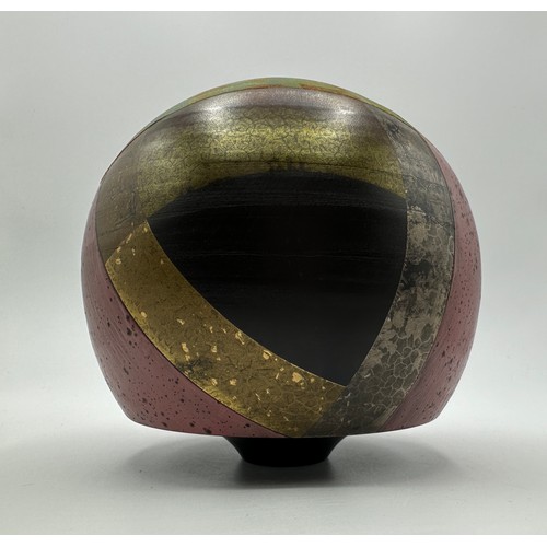 324 - Tony Laverick (born 1961); A vase glazed with multi textual qualities, painted TL mark dated 2016, 1... 