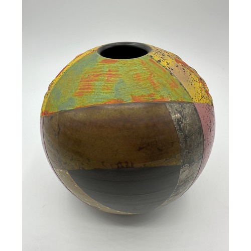 324 - Tony Laverick (born 1961); A vase glazed with multi textual qualities, painted TL mark dated 2016, 1... 