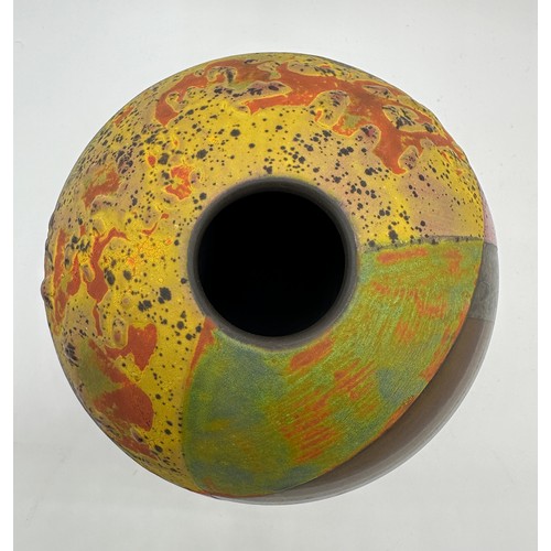 324 - Tony Laverick (born 1961); A vase glazed with multi textual qualities, painted TL mark dated 2016, 1... 