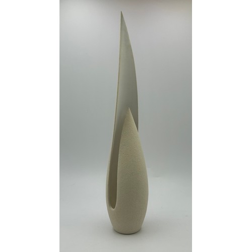 309 - Adrian Bates unglazed stoneware large flame vessel with impressed marks to base 42cm h.