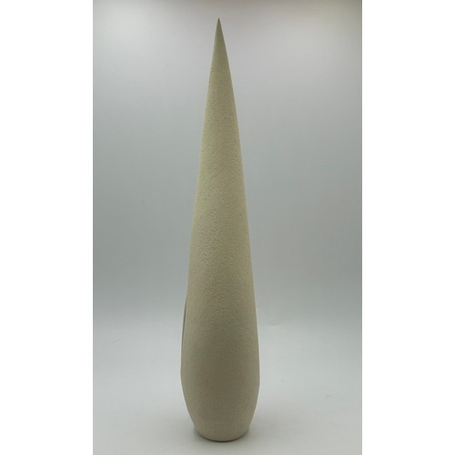 309 - Adrian Bates unglazed stoneware large flame vessel with impressed marks to base 42cm h.