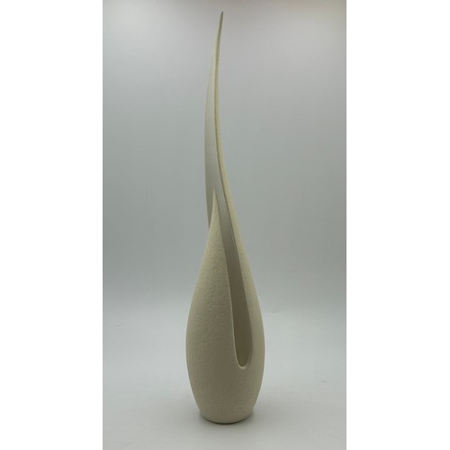 309 - Adrian Bates unglazed stoneware large flame vessel with impressed marks to base 42cm h.