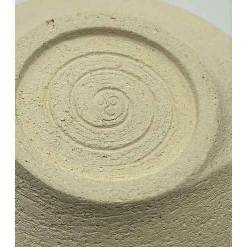 311 - Adrian Bates unglazed stoneware vessel 7cm h x 8cm d. Impressed mark to base.