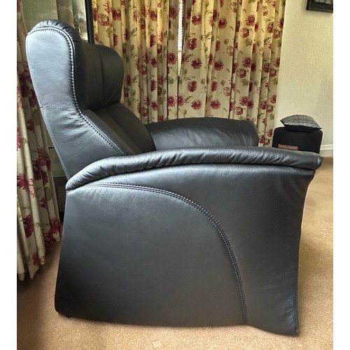 110 - A Himolla black leather two seater settee together with a matching armchair. Settee 164 w x 90 h x 8... 