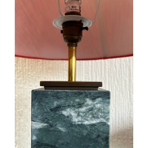 1028 - A heavy marble Pooky lamp base with red shade together with a Fritz Hansen Night Owl lamp designed b... 