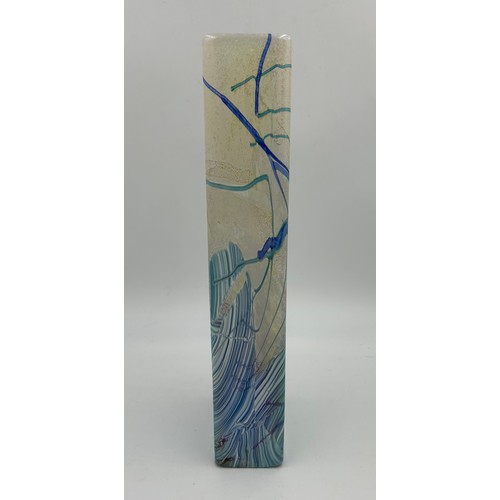 463 - An Isle of Wight Glass, tall rectangular vase from the Seascape Collection, 38cm h with original lab... 