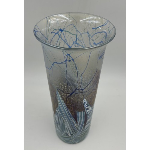 464 - An Isle of Wight Glass tall cylindrical vase from the 'Seascape Collection', with original label, 35... 