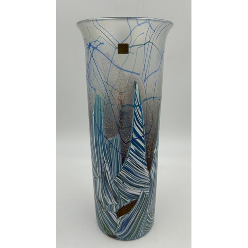 464 - An Isle of Wight Glass tall cylindrical vase from the 'Seascape Collection', with original label, 35... 