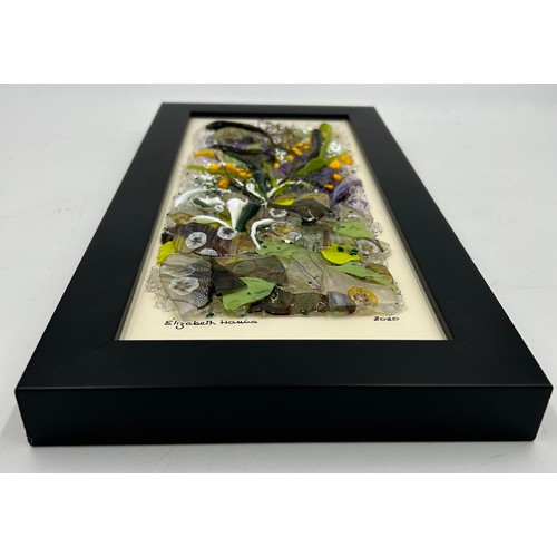 458 - Elizabeth Harris Isle of Wight Contemporary studio glass wall Plaque 'Springtime' (2020) in a black ... 