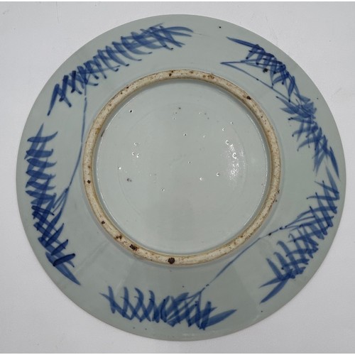 942 - Two 19thC Chinese blue & white plates in 'Prunus Hawthorne' Pattern 30cm diameter.