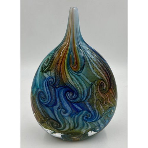 448 - An Isle of Wight Kaleidoscope Lozenge vase in the blue colourway by Timothy Harris, signed and dated... 