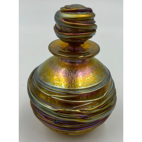 449 - Timothy Harris for Isle of Wight Glass, a collection of glass consisting of: a Night Sea Gold flask ... 