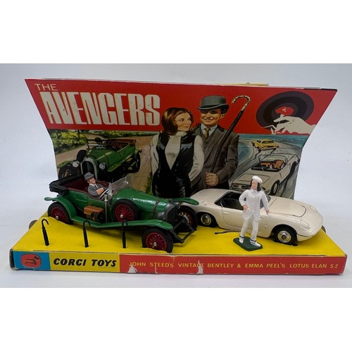 1065 - Boxed Corgi Gift Set No 40 The Avengers diecast model and figure set with Vintage Bentley and Lotus ... 