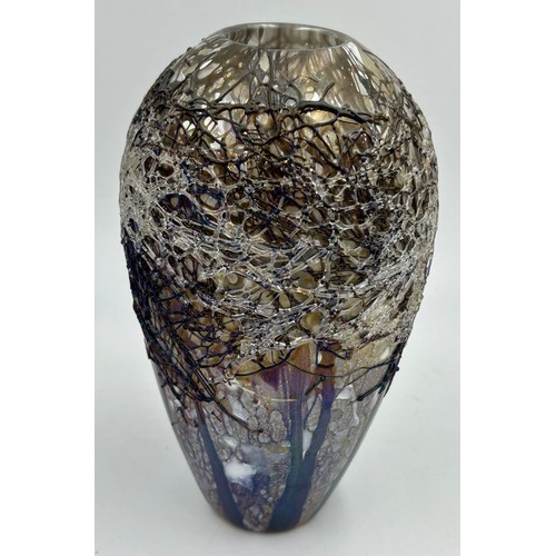 437 - Isle of Wight studio glass Seasons Collection 'Winter' (2008) vases by Timothy Harris. Each piece ex... 