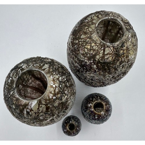 437 - Isle of Wight studio glass Seasons Collection 'Winter' (2008) vases by Timothy Harris. Each piece ex... 