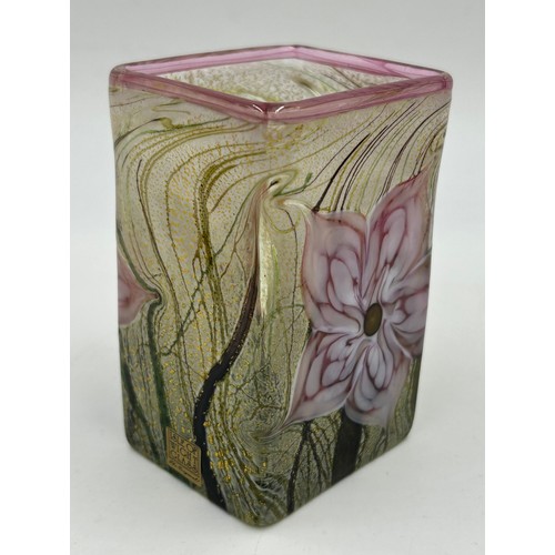 442 - Timothy Harris- Isle of Wight- Two square paperweights 7cm h, signed and dated 2007 and a short squa... 