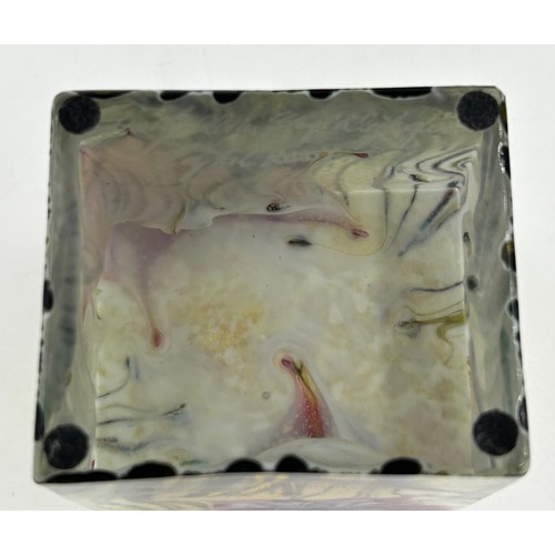 442 - Timothy Harris- Isle of Wight- Two square paperweights 7cm h, signed and dated 2007 and a short squa... 