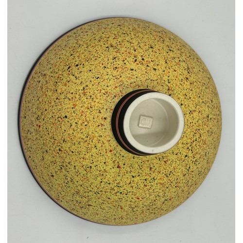 289 - Graham Wilkinson ceramics to include a large flecked bowl on foot in black/red/green/blue/cream 12cm... 