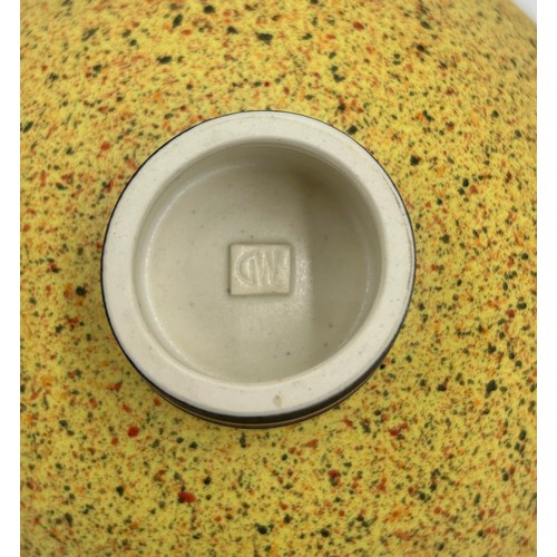 289 - Graham Wilkinson ceramics to include a large flecked bowl on foot in black/red/green/blue/cream 12cm... 