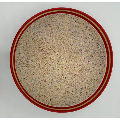 289 - Graham Wilkinson ceramics to include a large flecked bowl on foot in black/red/green/blue/cream 12cm... 