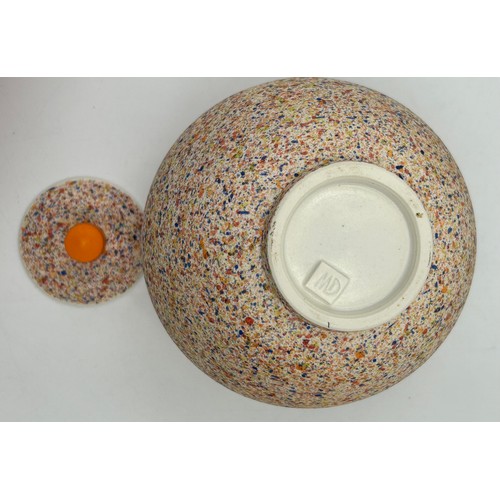 289 - Graham Wilkinson ceramics to include a large flecked bowl on foot in black/red/green/blue/cream 12cm... 