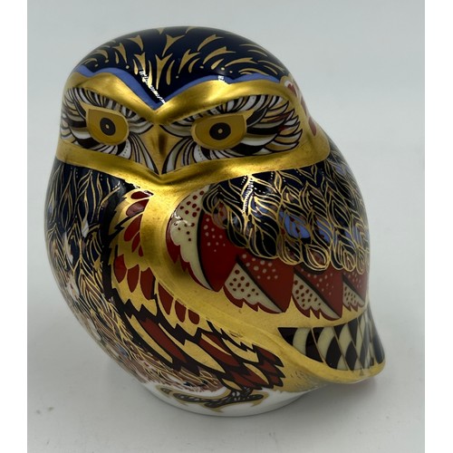 345 - Three Royal Crown Derby paperweights to include an Owl 8cm h, a Blue Tit 7cm h and a Ladybird 4cm h ... 