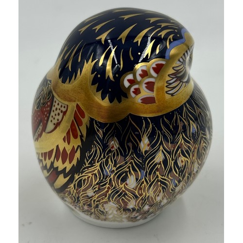 345 - Three Royal Crown Derby paperweights to include an Owl 8cm h, a Blue Tit 7cm h and a Ladybird 4cm h ... 