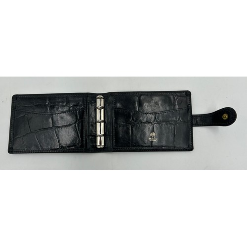 902 - A Mulberry Leather Wallet in black reptile print with zipped coin purse and three note compartments,... 