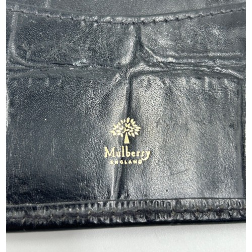 902 - A Mulberry Leather Wallet in black reptile print with zipped coin purse and three note compartments,... 