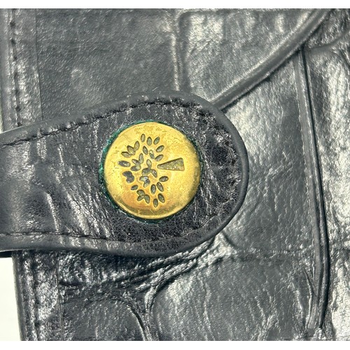 902 - A Mulberry Leather Wallet in black reptile print with zipped coin purse and three note compartments,... 