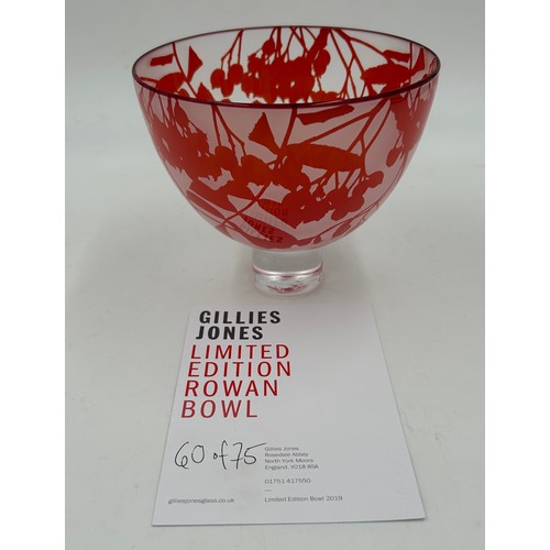 410 - A Gillies Jones glass footed 'Rowan' bowl limited edition 2019. Signed to base. 13cm h x 15cm d with... 