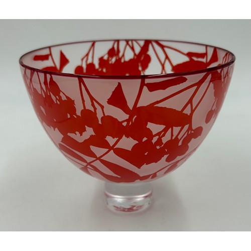 410 - A Gillies Jones glass footed 'Rowan' bowl limited edition 2019. Signed to base. 13cm h x 15cm d with... 