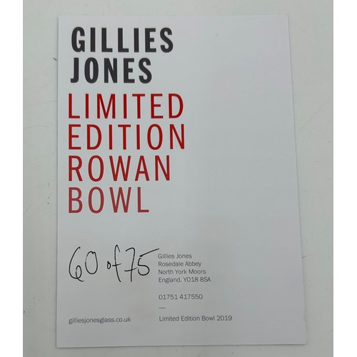 410 - A Gillies Jones glass footed 'Rowan' bowl limited edition 2019. Signed to base. 13cm h x 15cm d with... 