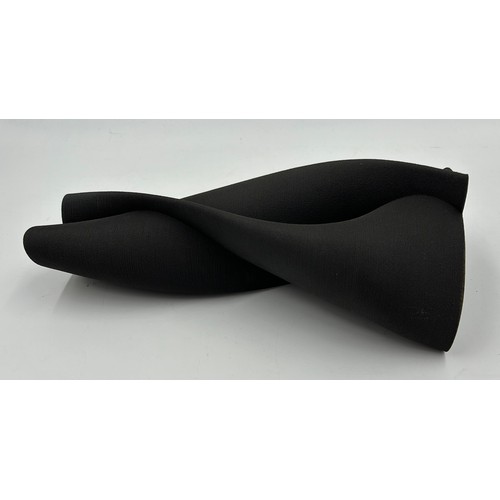 288 - A contemporary Jack Hardie textured earthenware folded sculpture in charcoal 31cm h.