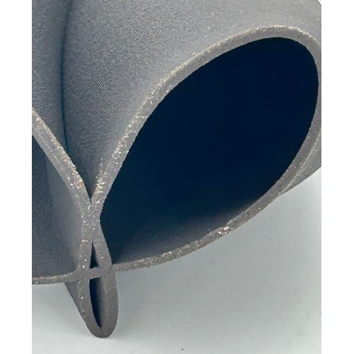 288 - A contemporary Jack Hardie textured earthenware folded sculpture in charcoal 31cm h.