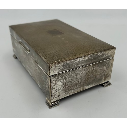 822 - A hallmarked silver footed cigarette box with wooden interior, maker Bishtons Ltd (Birmingham) 1995,... 