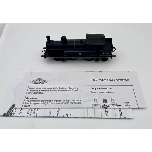 1101 - Bachmann 'OO' Gauge 31-166 L&YR 2-4-2 Tank 50636 BR Black Early Emblem Locomotive - Boxed